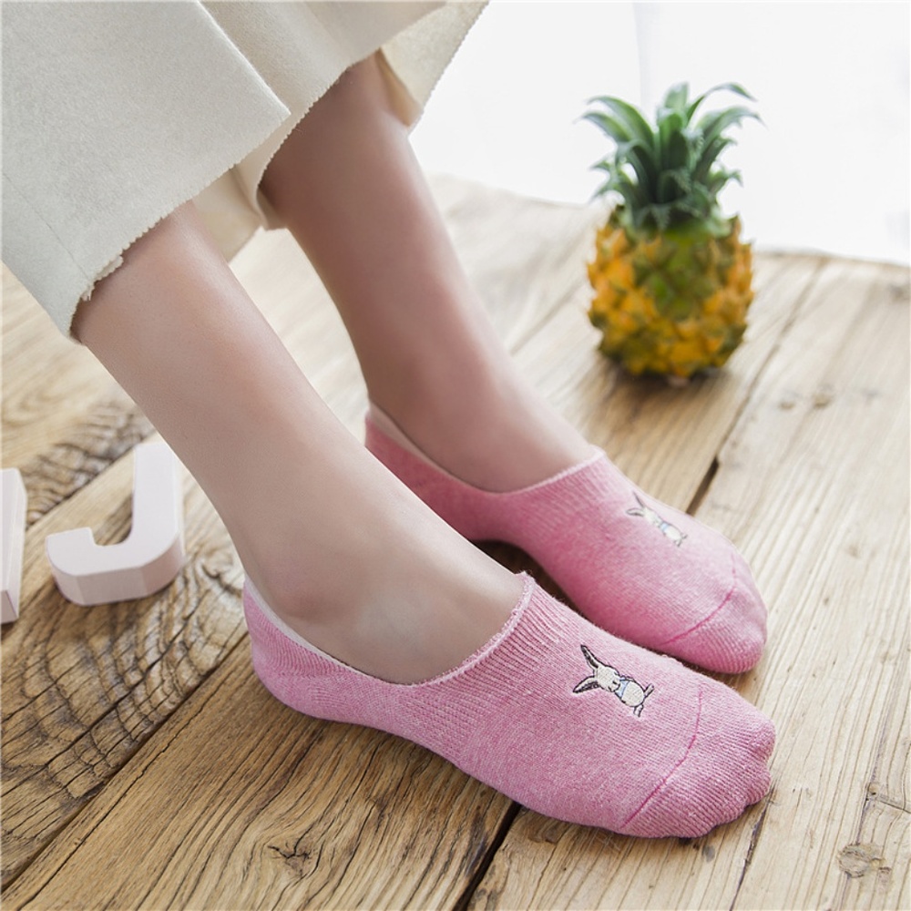 5 Pairs Women Rabbit No Show Ankle Socks - Picture 3 of 8
